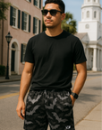 RF Wear Men's Mesh Bats Shorts- Black/Grey - Model front View