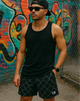 RF Wear Men's Mesh Chain Link Shorts - Black/Grey - Model Front View