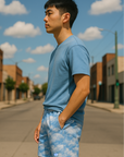 RF Wear Men's Mesh Cloud Shorts - Blue - Model Side View