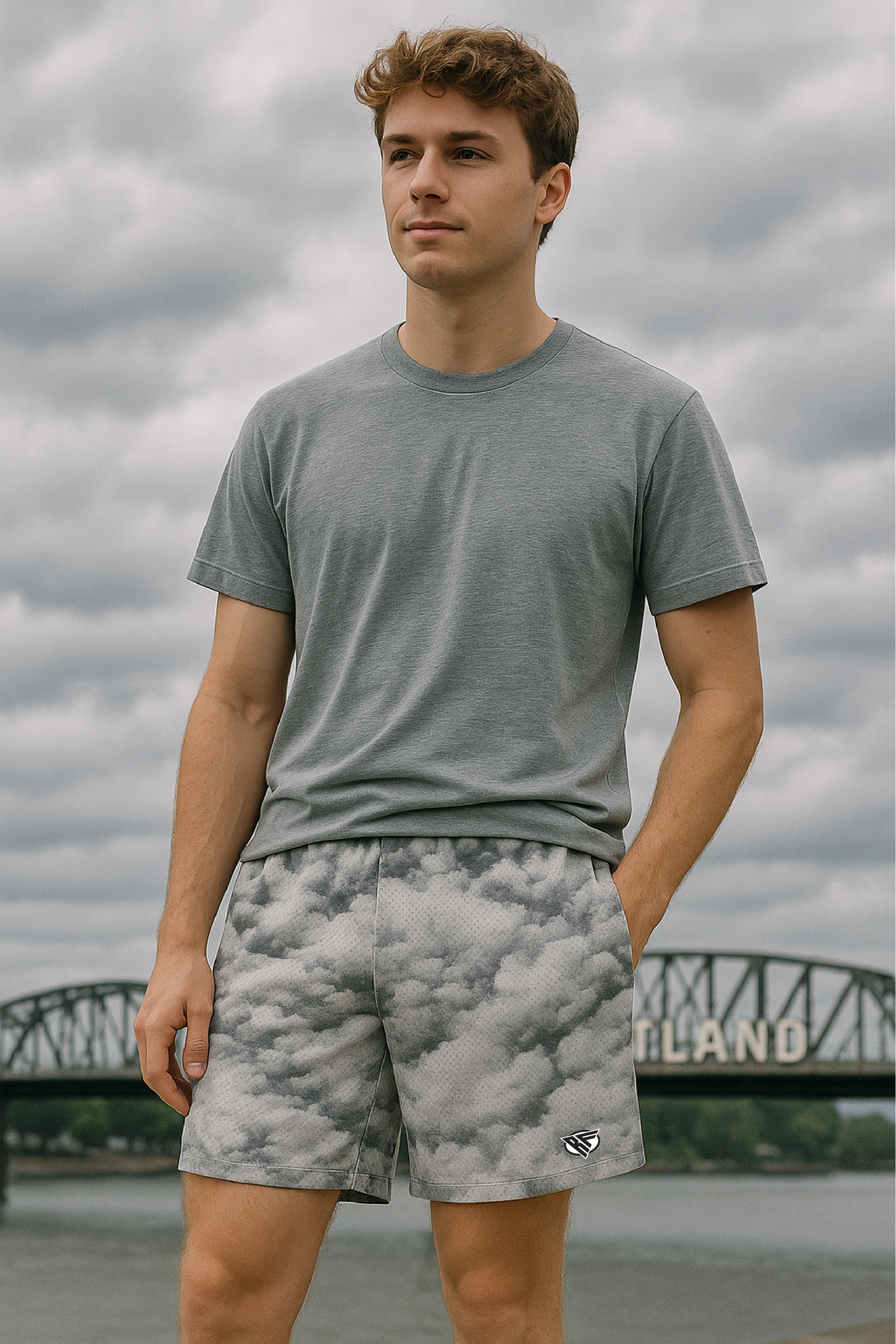 RF Wear Men's Mesh Cloud Shorts - Grey - Model Front View