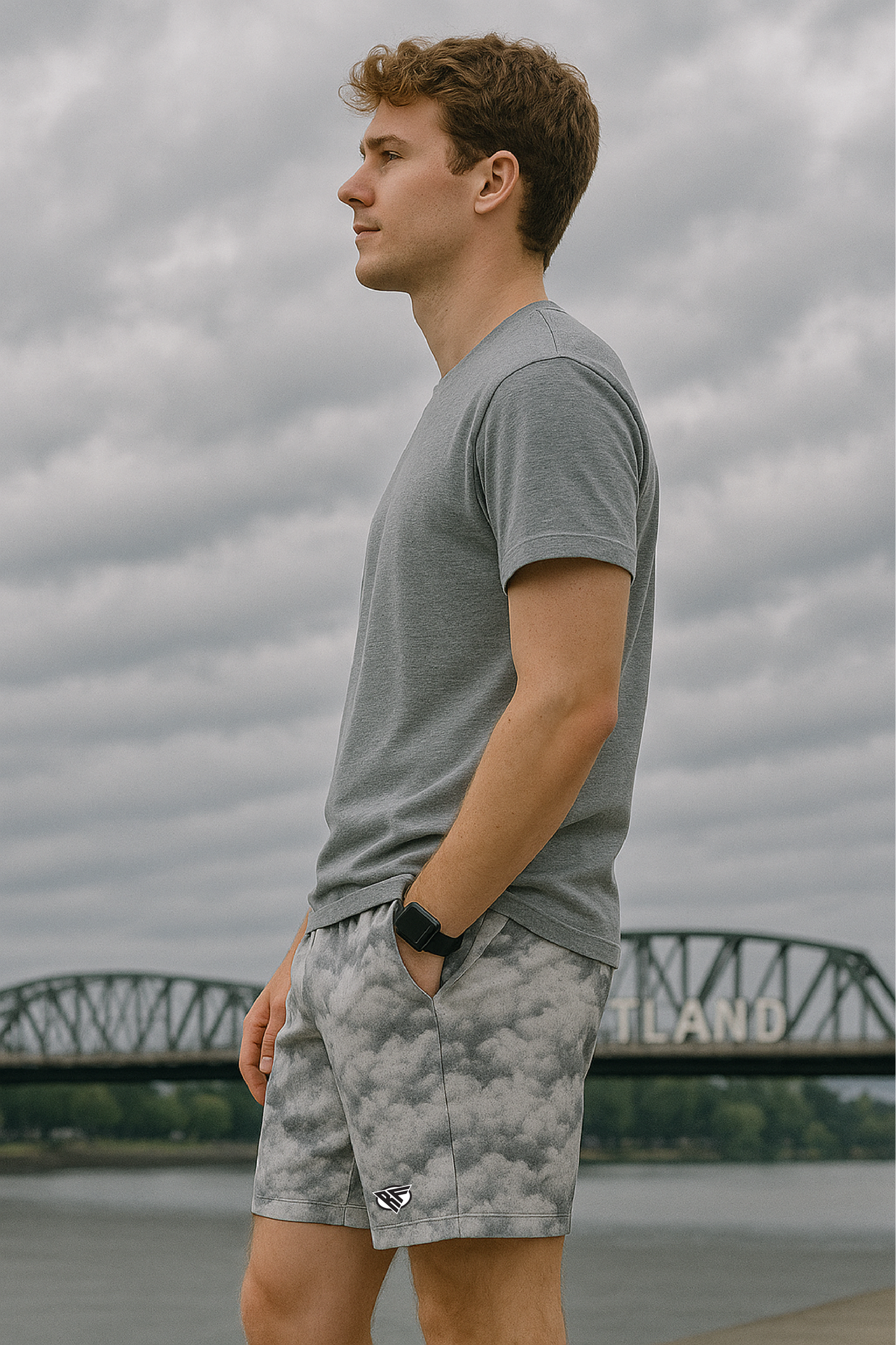 RF Wear Men's Mesh Cloud Shorts - Grey - Model Side View