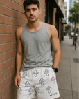 RF Wear Men's Mesh Crosses Shorts 3.0 - White/Black - Front
