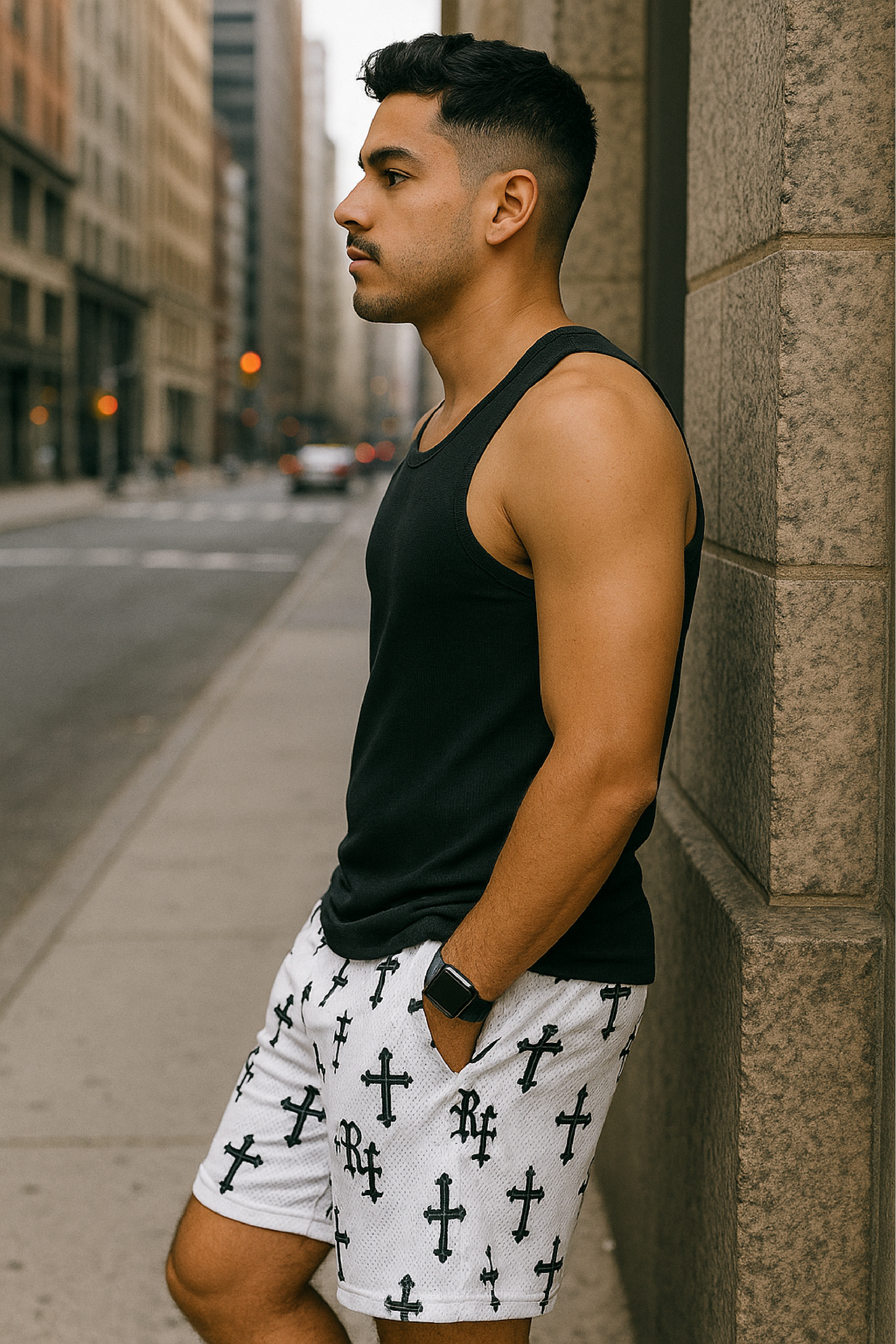RF Wear Mesh Crosses Shorts - White/Black - Side