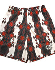 RF Wear Men's Mesh Decorative Stripe Shorts - Red/Black/White - Close Up