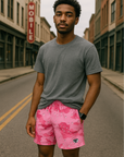 RF Wear Men's Mesh Desert Camo Shorts - Pink - Model Front View