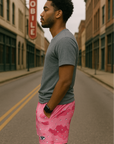 RF Wear Men's Mesh Desert Camo Shorts - Pink - Model Side View