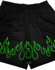 RF Wear Men's Mesh Fire Shorts - Black/Green