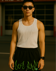 RF Wear Men's Mesh Fire Shorts - Black/Green - Model Front View