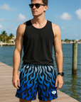 RF Wear Men's Mesh Flame Shorts - Black/Blue - Model Front View