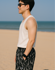 RF Wear Men's Mesh Flame Shorts - Black/Grey - Model Side View