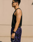 RF Wear Men's Mesh Flame Shorts - Purple/Black - Model Side View