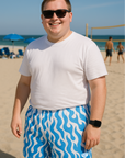 RF Wear Men's Mesh Flame Shorts - White/Blue - Model Front View