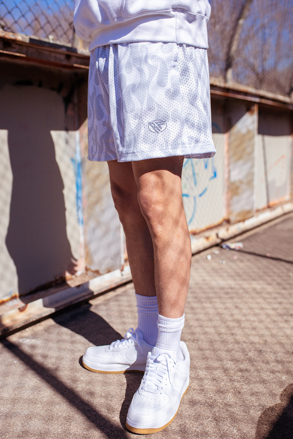 RF Men's Mesh Flame Shorts - White/Grey