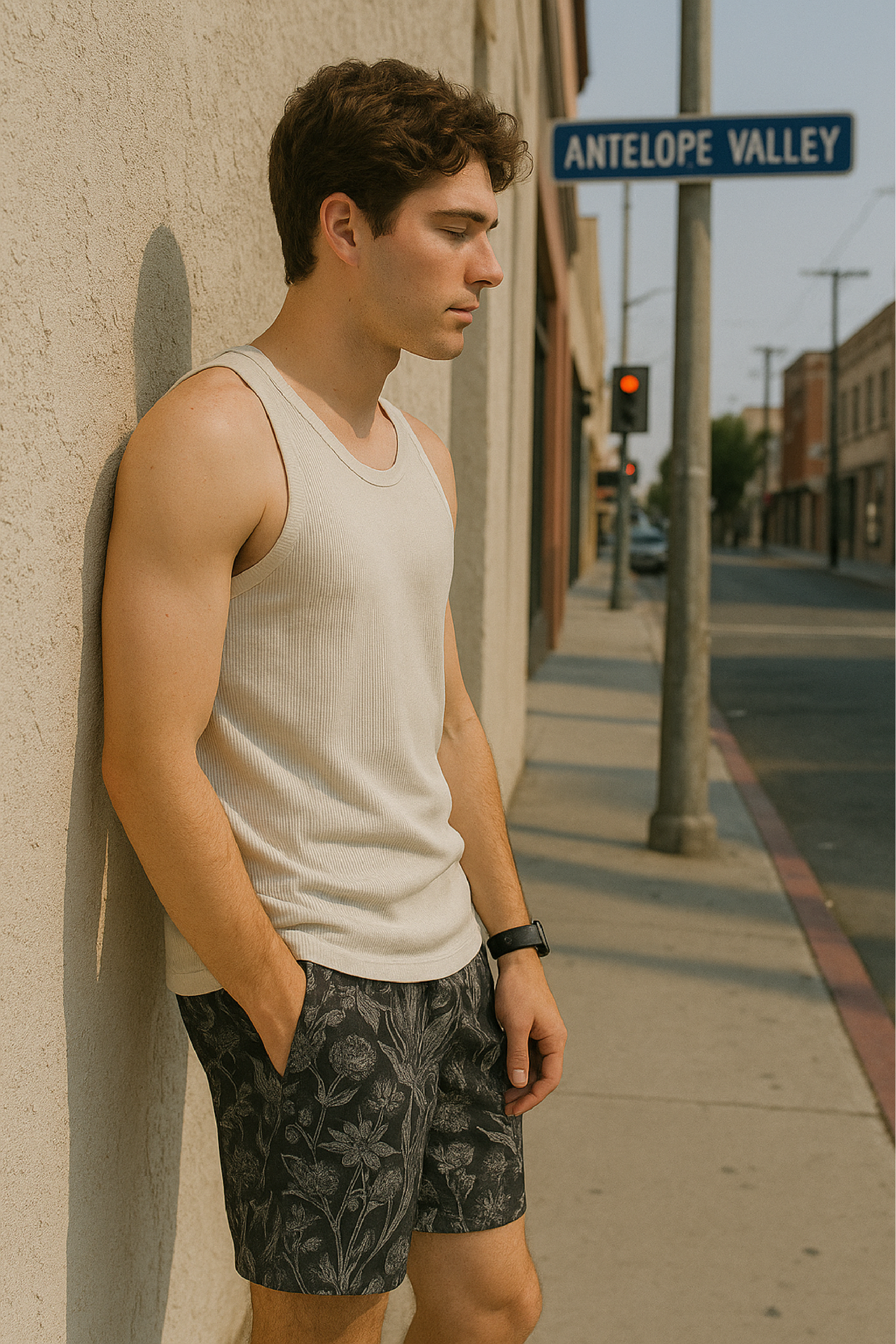 RF Wear Men's Mesh Floral Porcelain Shorts - Black/Grey  - Model Side View