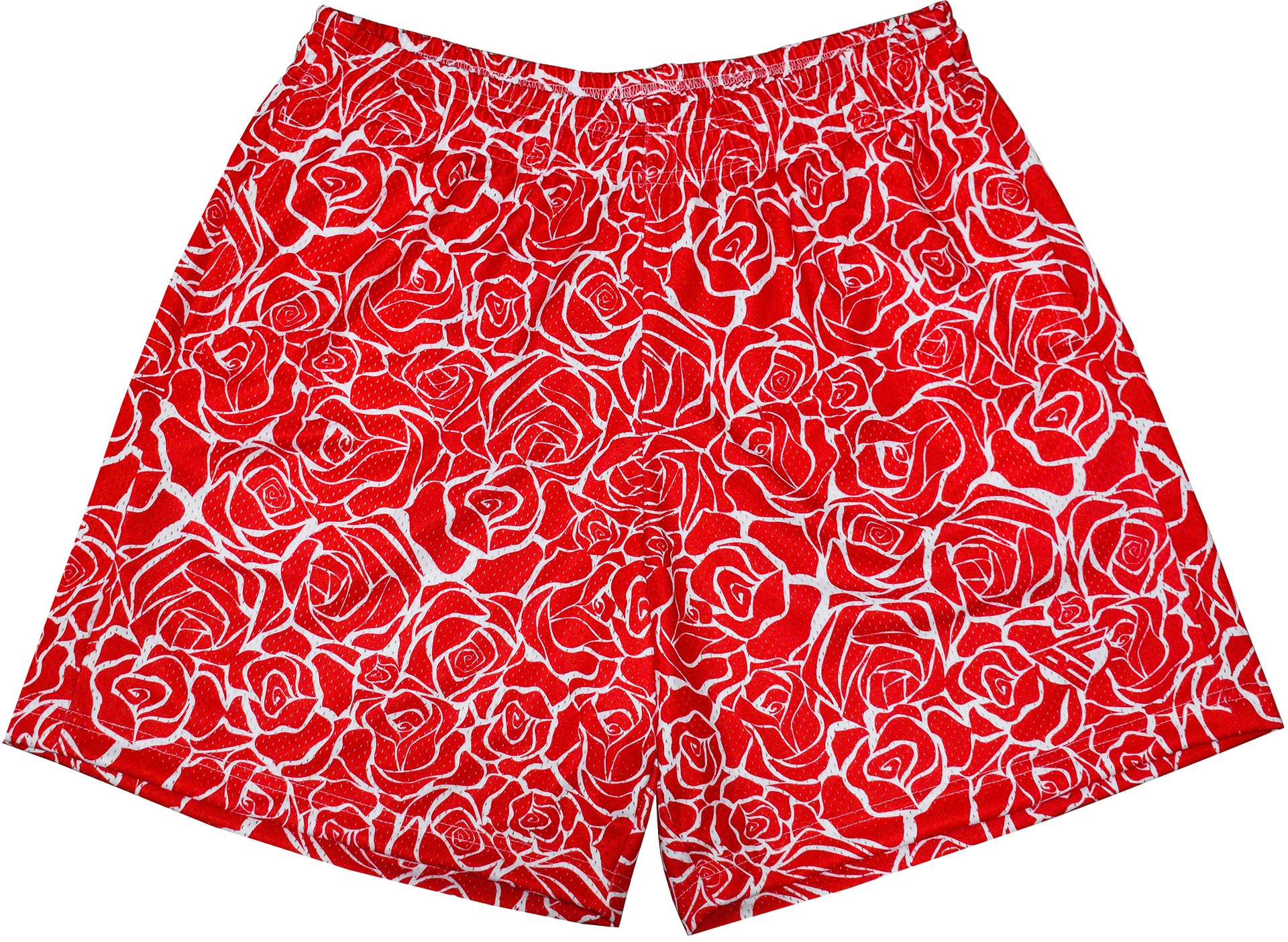 RF Wear Men's Mesh Floral Rose Shorts - Red