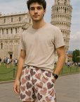 RF Wear Men's Mesh Heart Shorts - White/Purple - Model Front View
