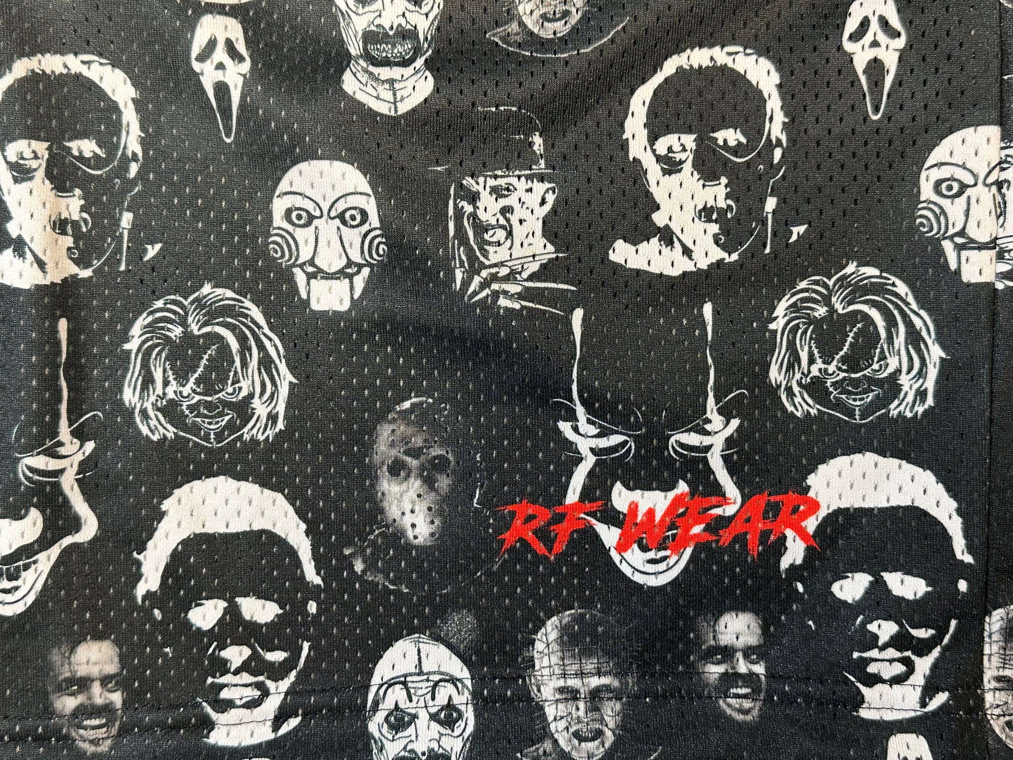 RF Men's Mesh Horror Faces Shorts - Black/White