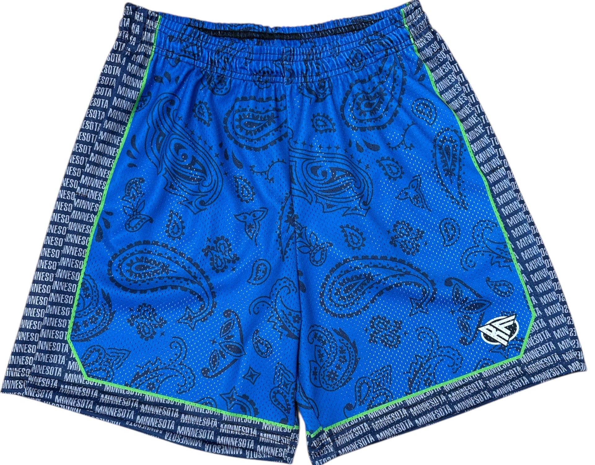 RF Wear Men's Mesh Minnesota Paisley Basketball Shorts - Blue