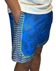 RF Wear Men's Mesh Minnesota Paisley Basketball Shorts - Blue - Model Side View