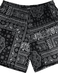 RF Wear Men's Mesh Mismatch Bandana Shorts - Black