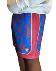 RF Wear Men's Mesh Oklahoma City Paisley Basketball Shorts - Blue/Red - Model Side View