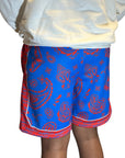 RF Wear Men's Mesh Oklahoma City Paisley Basketball Shorts - Blue/Red - Model Back View