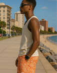 RF Wear Mesh Paisley Shorts - Apricot/Cream - Side