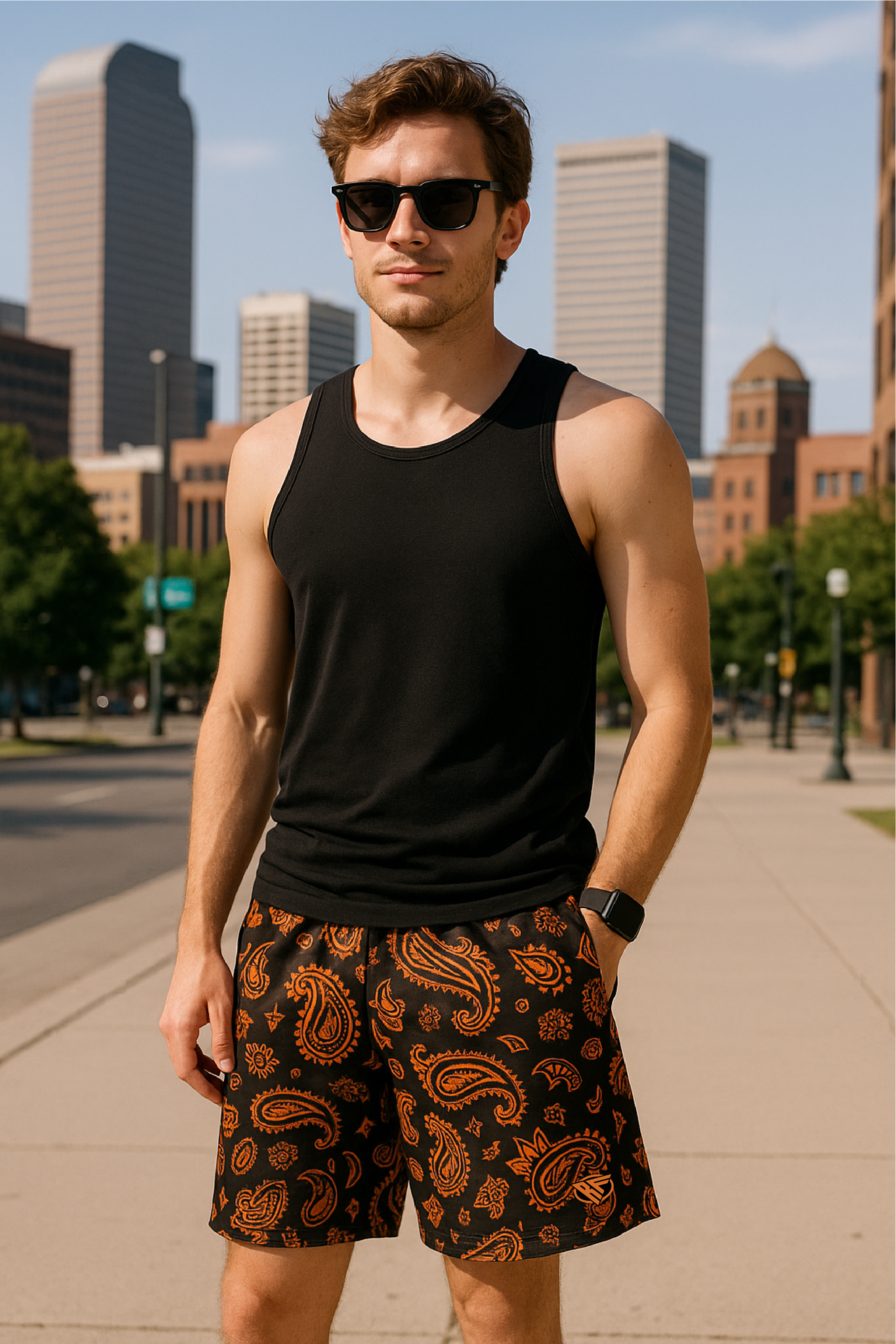 パンツ WIND AND SEA PAISLEY SHORT BLACK PAISLEYBLACKATHELTICFRONT_450x