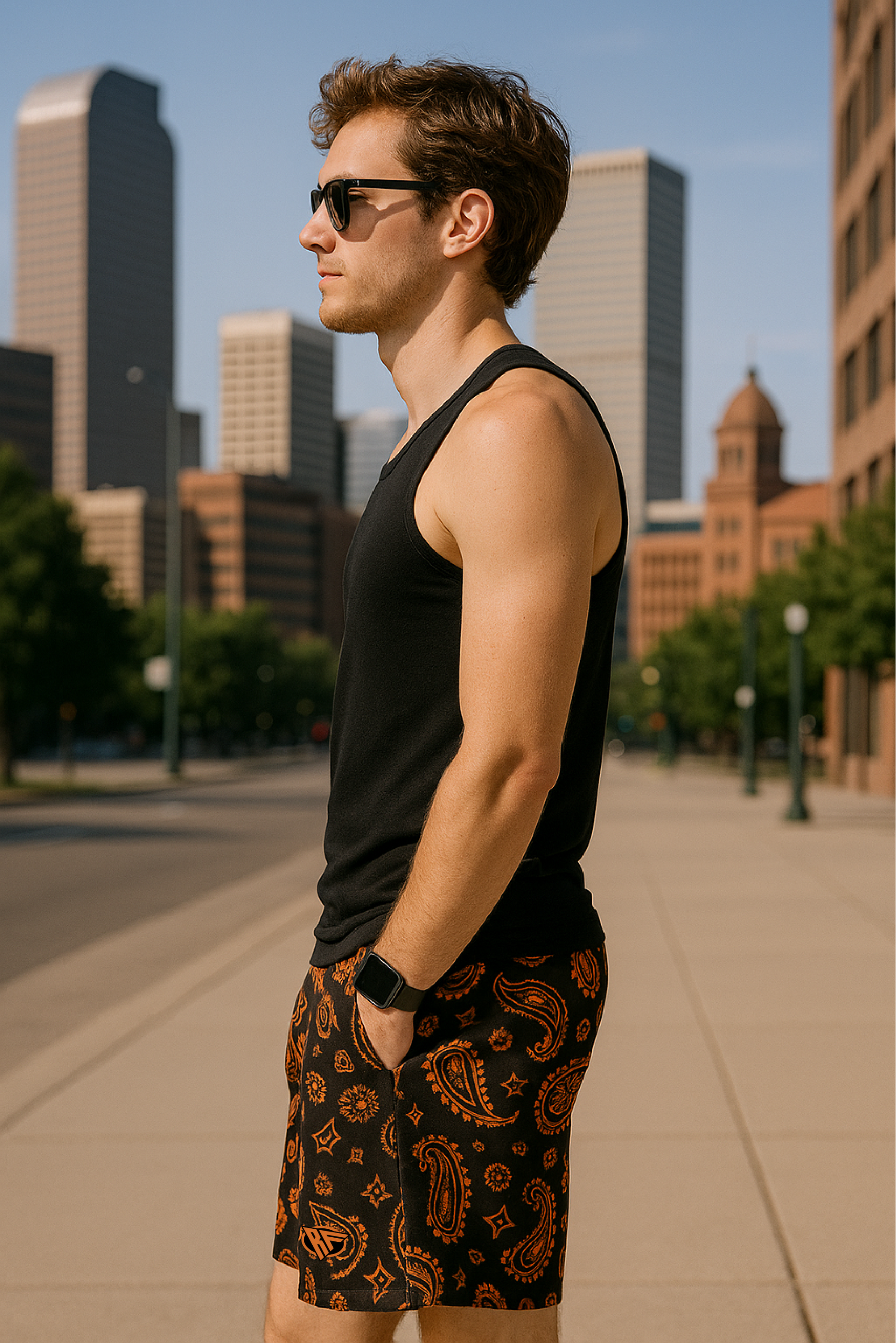 RF Wear Mesh Paisley Shorts - Black/Orange - Side