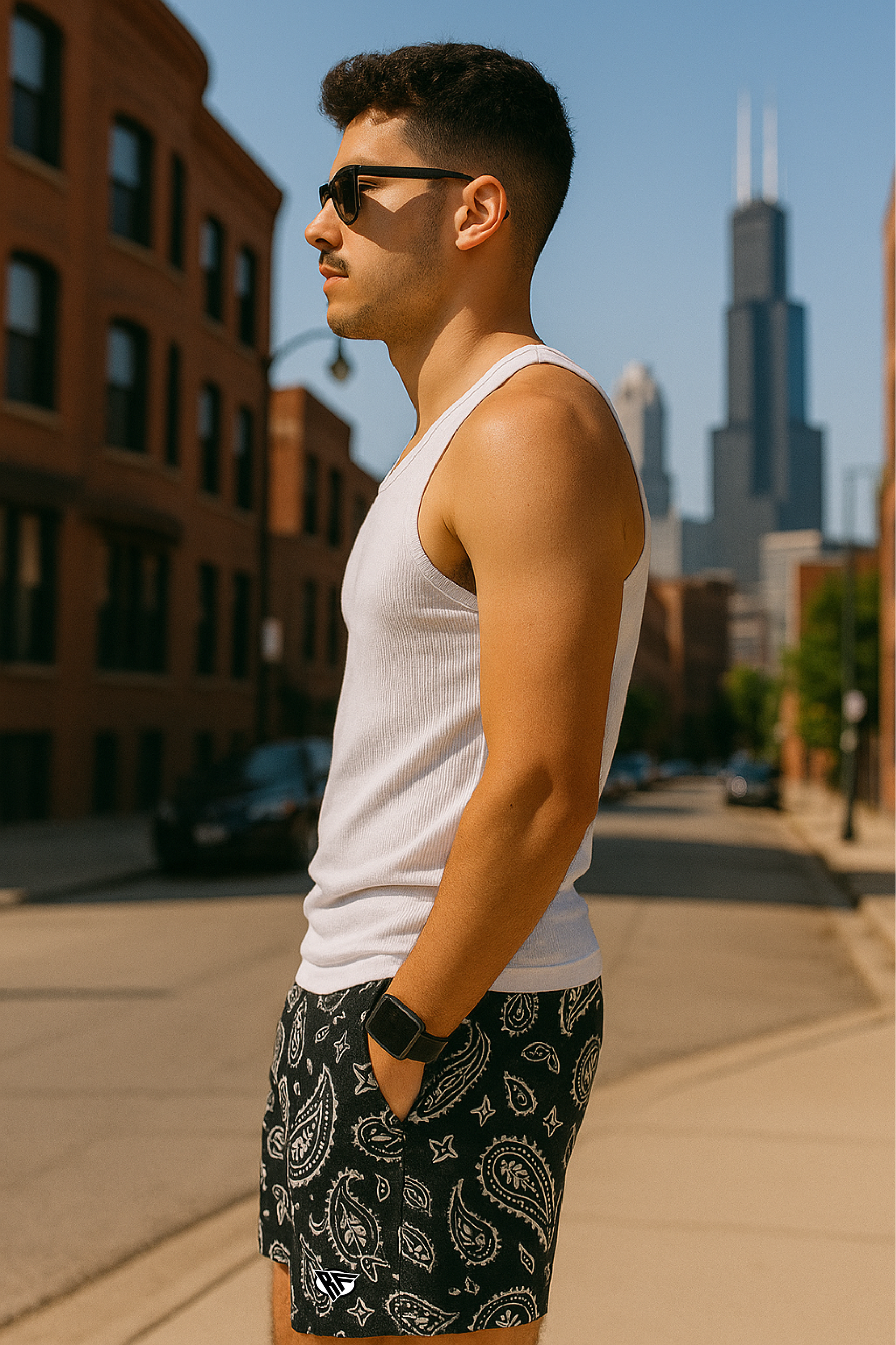 RF Wear Mesh Paisley Shorts - Black/White - Side