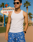 RF Wear Mesh Paisley Shorts - Blue/White - Front