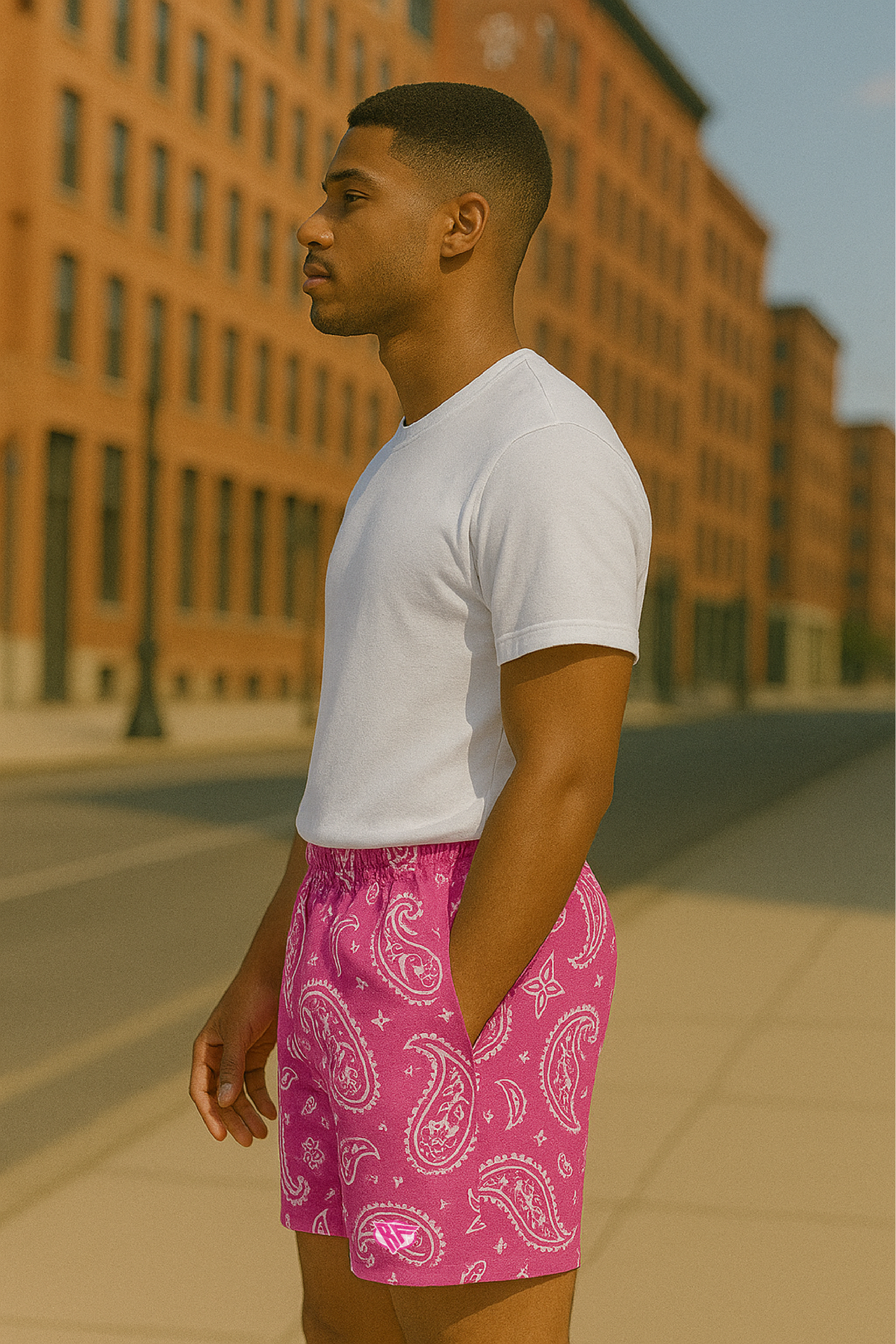 RF Wear Mesh Paisley Shorts - Fuchsia/White - Side