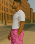 RF Wear Mesh Paisley Shorts - Fuchsia/White - Side