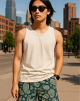 RF Wear Mesh Paisley Shorts - Pine-Green/Cream - Front