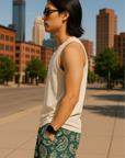 RF Wear Mesh Paisley Shorts - Pine-Green/Cream - Side