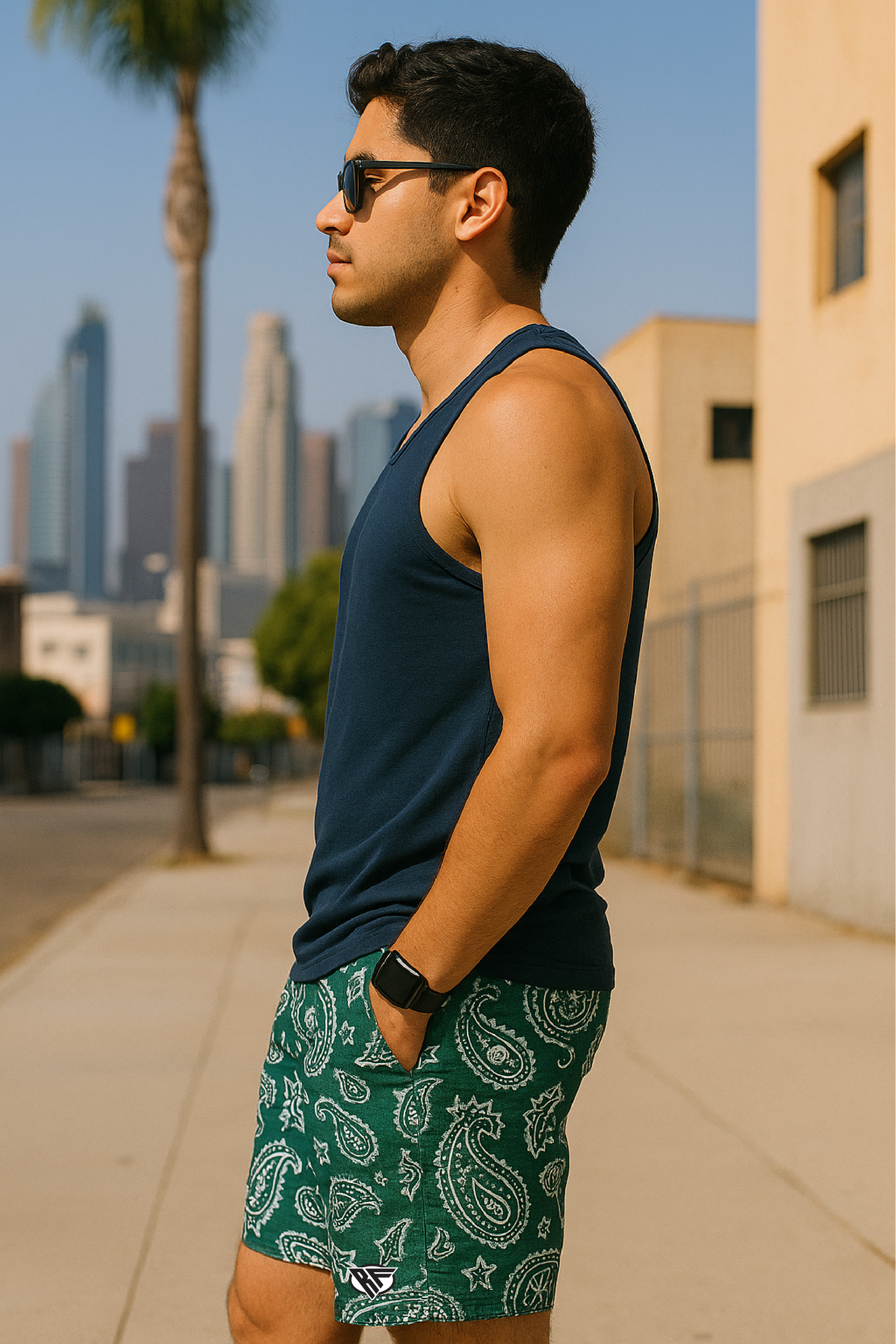RF Wear Mesh Paisley Shorts - Green/White - Side