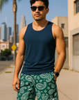 RF Wear Mesh Paisley Shorts - Green/White - Front