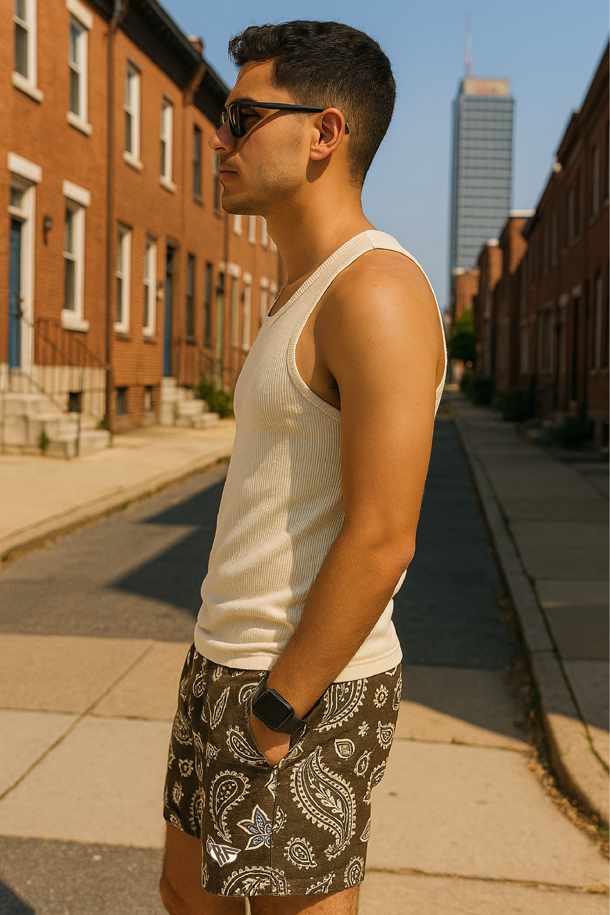 RF Wear Mesh Paisley Shorts - Mocha/Cream - Side