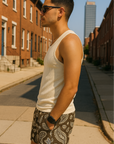RF Wear Mesh Paisley Shorts - Mocha/Cream - Side