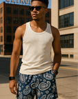 RF Wear Mesh Paisley Shorts - Navy/Cream - Front