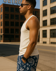 RF Wear Mesh Paisley Shorts - Navy/Cream - Side