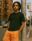 RF Wear Mesh Paisley Shorts - Orange/White - Front