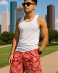 RF Wear Mesh Paisley Shorts - Red/White - Front