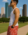RF Wear Mesh Paisley Shorts - Red/White - Side