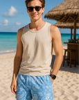 RF Wear Men's Mesh Paisley Shorts - Sky-Blue/White - Front
