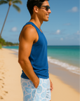 RF Wear Mesh Paisley Shorts - White/Sky Blue - Side