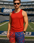 RF Mesh Split Paisley Shorts - Blue/Red - RFwear - Front
