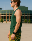 RF Mesh Split Paisley Shorts - Green/Gold - RFwear - Back