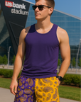 RF Mesh Split Paisley Shorts - Purple/Gold - RFwear - Front