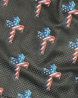 RF Wear Men's Mesh Patriotic Cross Shorts - Black Red/White/Blue - Super Close Up